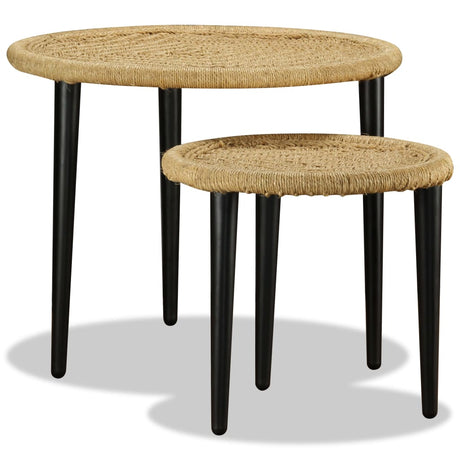 Coffee Table Set 2 Pieces Chindi Weave Details