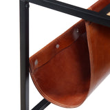 Coffee Table With Genuine Leather Magazine Holder 110X50X45 Cm
