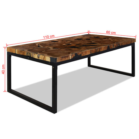 Coffee Table Teak Resin 110X60X40 Cm And Brown