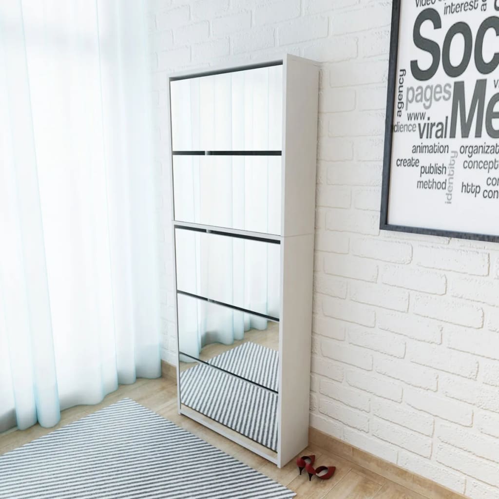 Shoe Cabinet 5-Layer Mirror 63X17X169.5 Cm