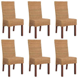 Dining Chairs 4 Pcs Brown Natural Rattan