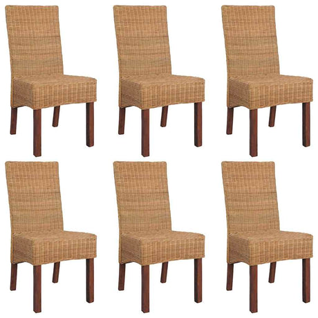 Dining Chairs 4 Pcs Brown Natural Rattan