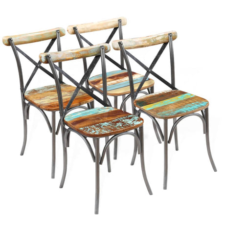 Cross Chairs 4 Pcs White Solid Mango Wood
