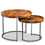 Side Table Set 2 Pieces Solid Mango Wood