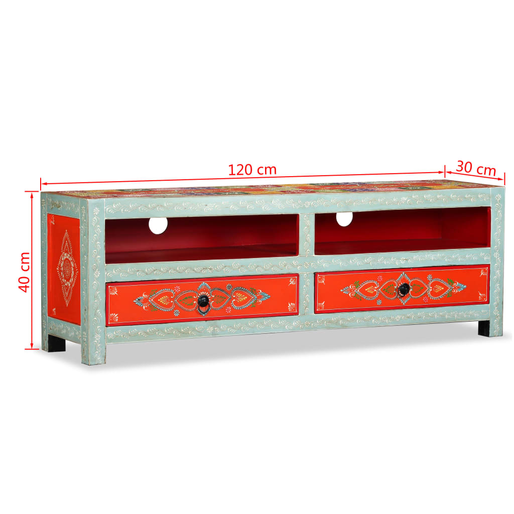 Tv Cabinet Solid Mango Wood Hand Painted