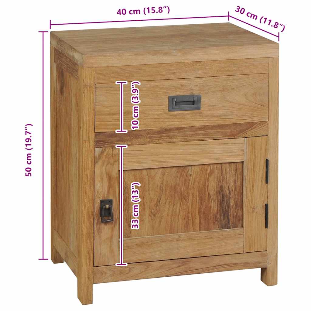 Bedside Cabinet Solid Teak 40X30X50 Cm