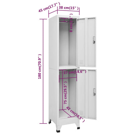 Locker Cabinet With 2 Compartments 38X45X180 Cm