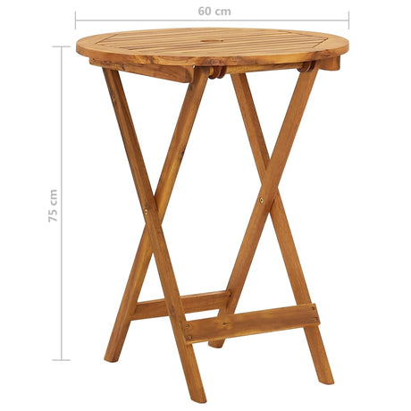 3 Piece Folding Bistro Set Solid Acacia Wood 60 Cm