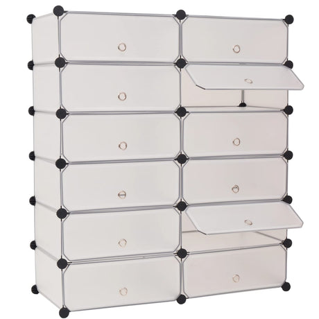 Interlocking Shoe Organiser With 12 Compartments White