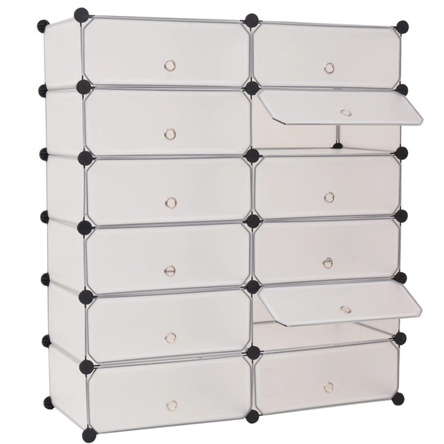 Interlocking Shoe Organiser With 12 Compartments White