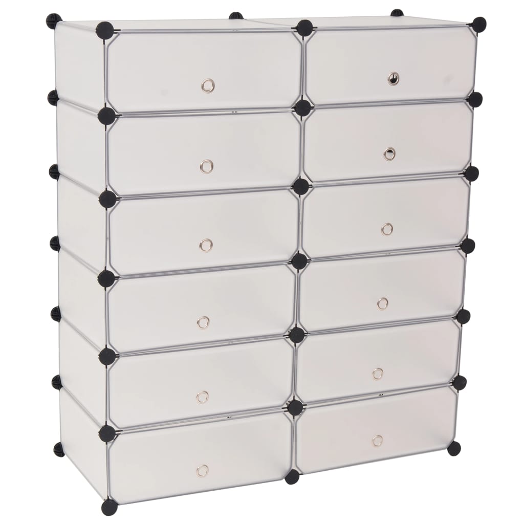 Interlocking Shoe Organiser With 12 Compartments White