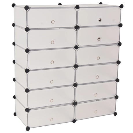 Interlocking Shoe Organiser With 12 Compartments White