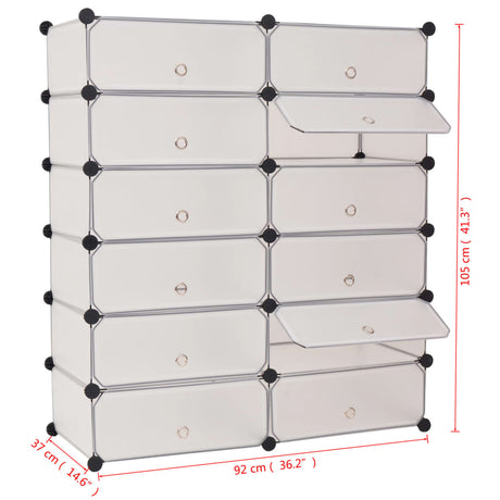 Interlocking Shoe Organiser With 12 Compartments White