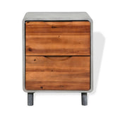Nightstand Concrete Solid Acacia Wood 40X30X50 Cm