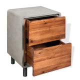 Nightstand Concrete Solid Acacia Wood 40X30X50 Cm