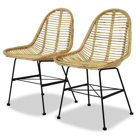 Dining Chairs 4 Pcs Natural Rattan