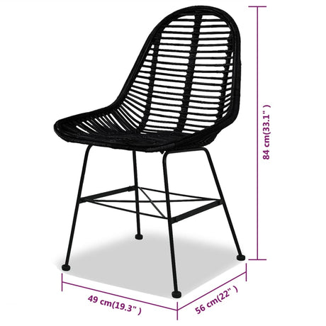 Dining Chairs 4 Pcs Natural Rattan