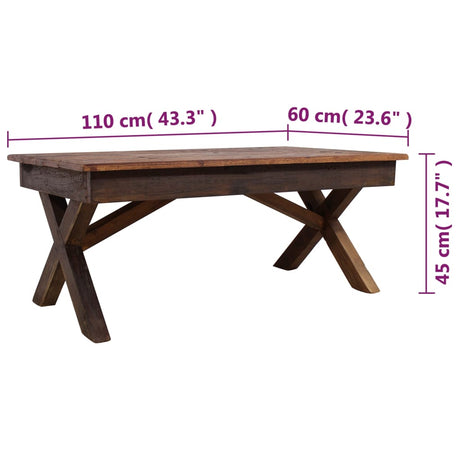 Coffee Table Mixed Recycled Wood 110X60X45 Cm