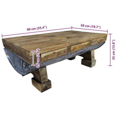 Coffee Table Mixed Recycled Wood 90X50X35 Cm