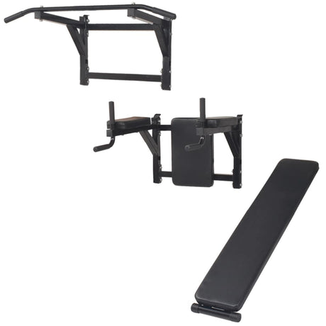 Wall-Mounted Multi-Functional Fitness Power Tower Black
