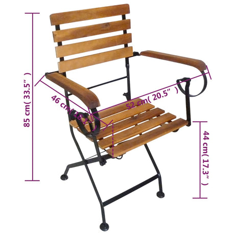 Folding Garden Chairs 2 Pcs Steel And Solid Acacia Wood