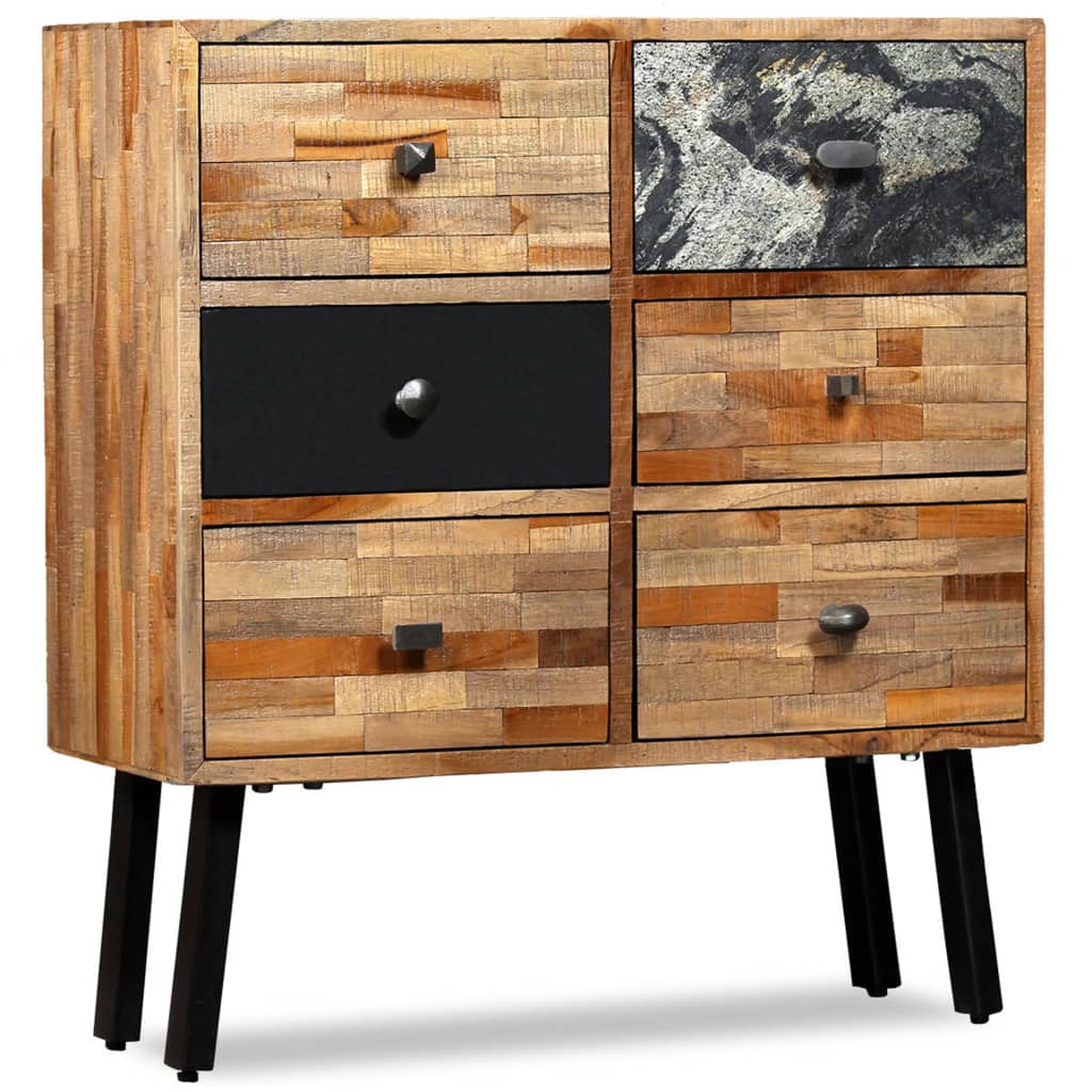 Side Cabinet With 6 Drawers Solid Reclaimed Teak 70X30X76 Cm