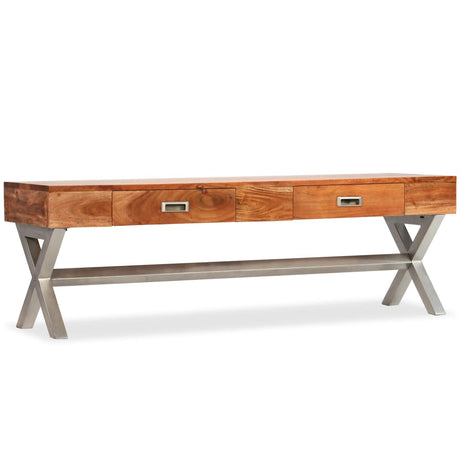 Tv Cabinet With Drawers Solid Acacia Wood 140Cm