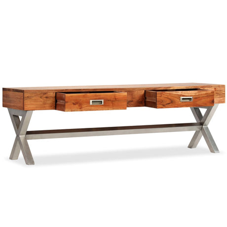 Tv Cabinet With Drawers Solid Acacia Wood 140Cm