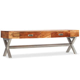Tv Cabinet With Drawers Solid Acacia Wood 140Cm