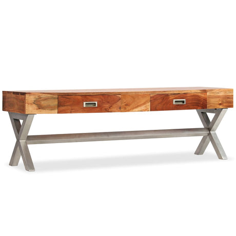 Tv Cabinet With Drawers Solid Acacia Wood 140Cm
