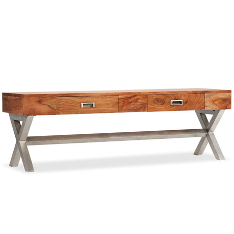 Tv Cabinet With Drawers Solid Acacia Wood 140Cm
