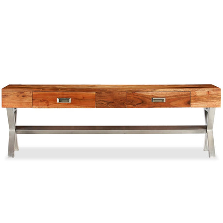 Tv Cabinet With Drawers Solid Acacia Wood 140Cm