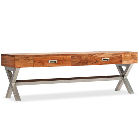 Tv Cabinet With Drawers Solid Acacia Wood 140Cm