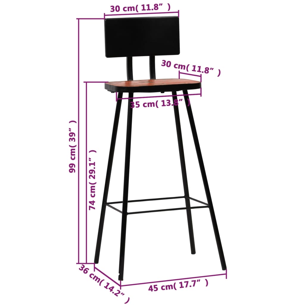 Bar Chairs 4 Pcs Solid Reclaimed Wood