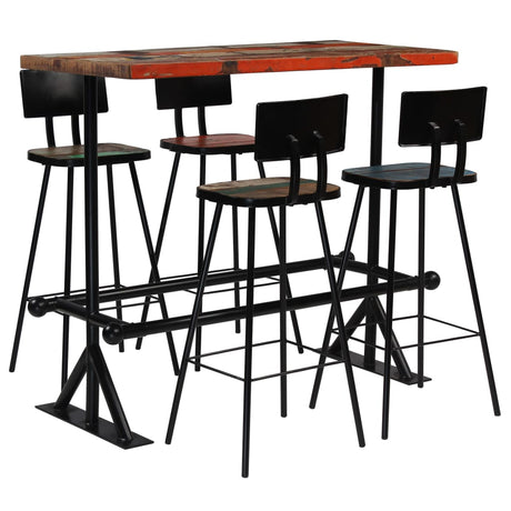 Bar Set 3 Piece Solid Reclaimed Wood Multicolour
