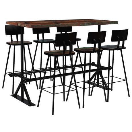 Bar Set 3 Piece Solid Reclaimed Wood Multicolour