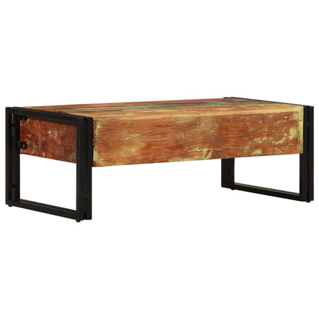 Coffee Table With 3 Drawers Solid Reclaimed Wood 100X50X35 Cm