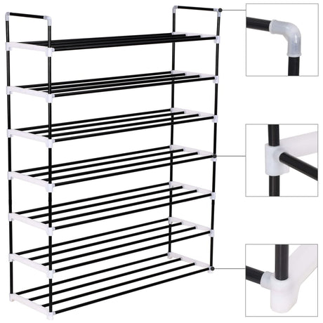 Shoe Rack With 7 Shelves Metal And Plastic