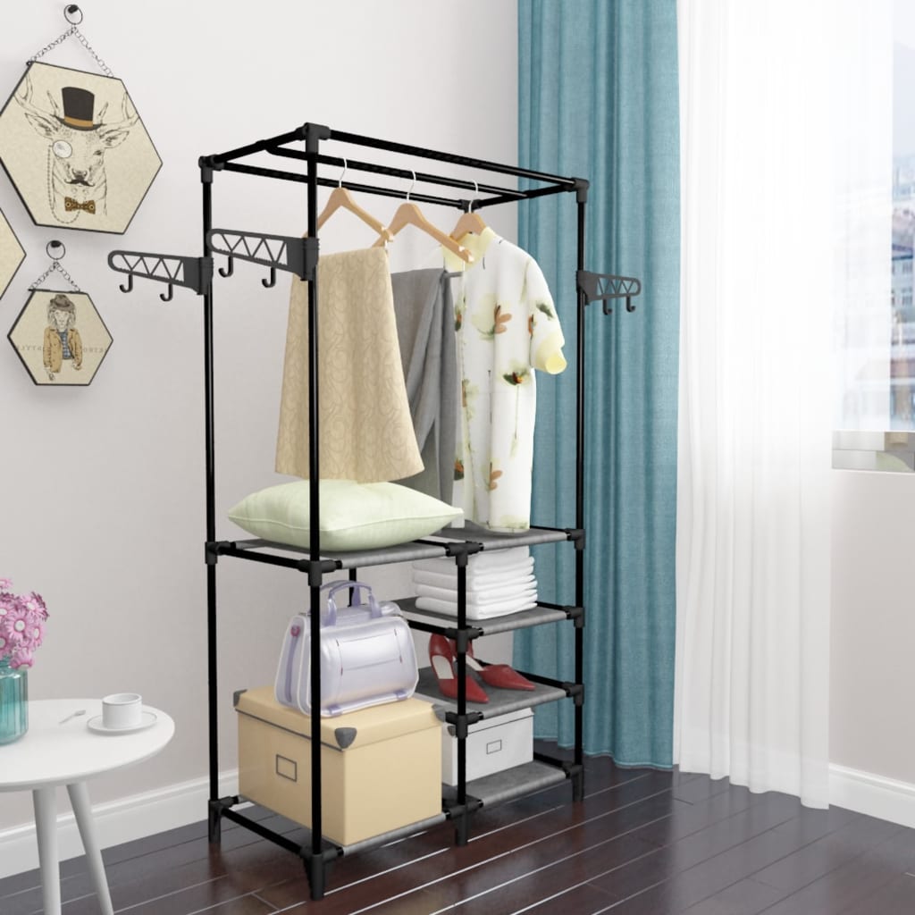 Clothes Rack Steel And Non-Woven Fabric 87X44X158 Cm Black