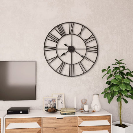 Vintage Wall Clock With Quartz Movement Metal 80 Cm Xxl