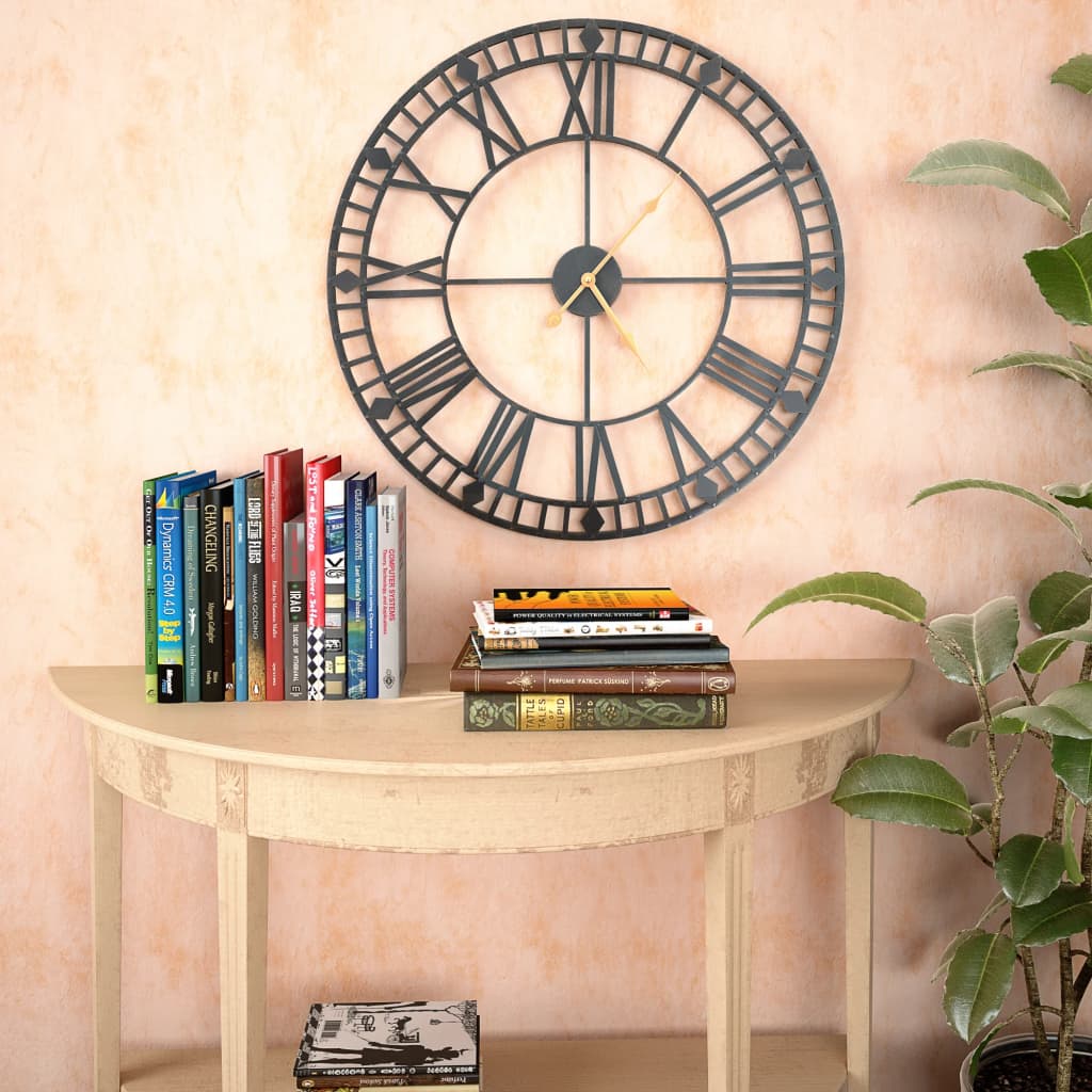Vintage Wall Clock With Quartz Movement Metal 60 Cm Xxl