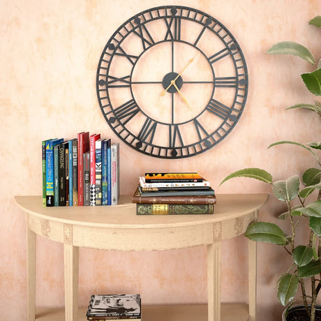 Vintage Wall Clock With Quartz Movement Metal 60 Cm Xxl
