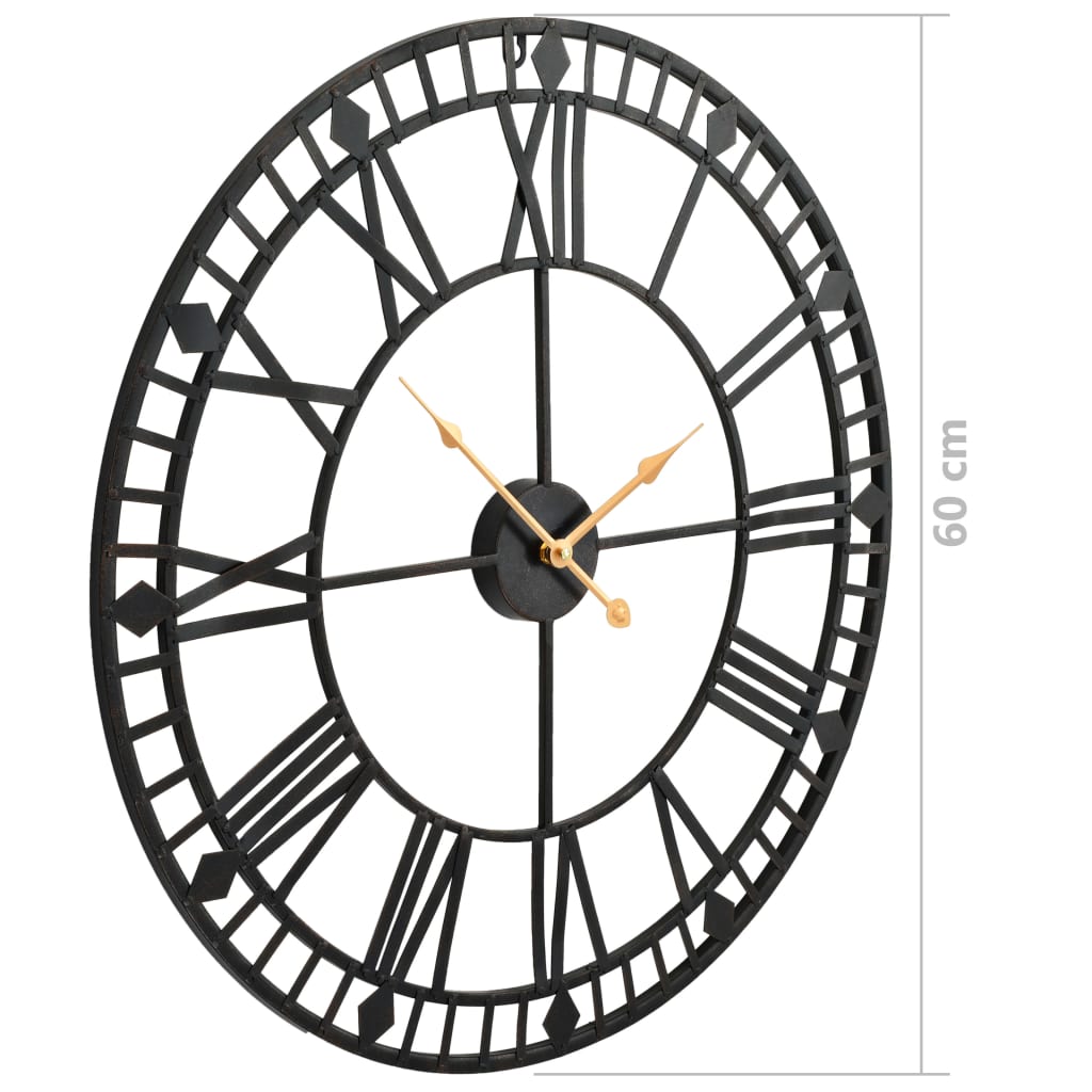 Vintage Wall Clock With Quartz Movement Metal 60 Cm Xxl