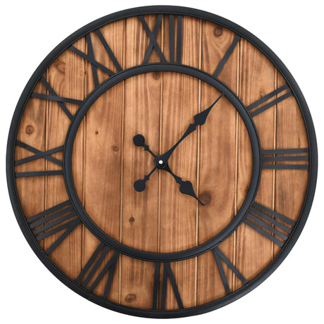 Vintage Wall Clock With Quartz Movement Wood And Metal 60Cm Xxl