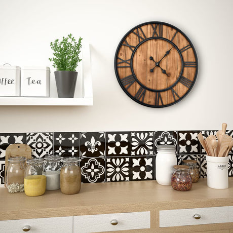 Vintage Wall Clock With Quartz Movement Wood And Metal 60Cm Xxl