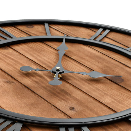 Vintage Wall Clock With Quartz Movement Wood And Metal 60Cm Xxl