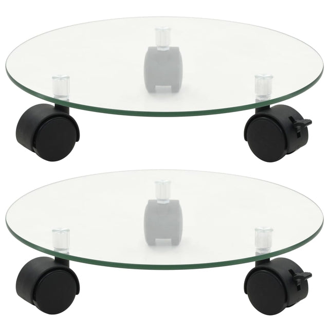 Plant Rollers 2 Pcs Tempered Glass 28 Cm Round