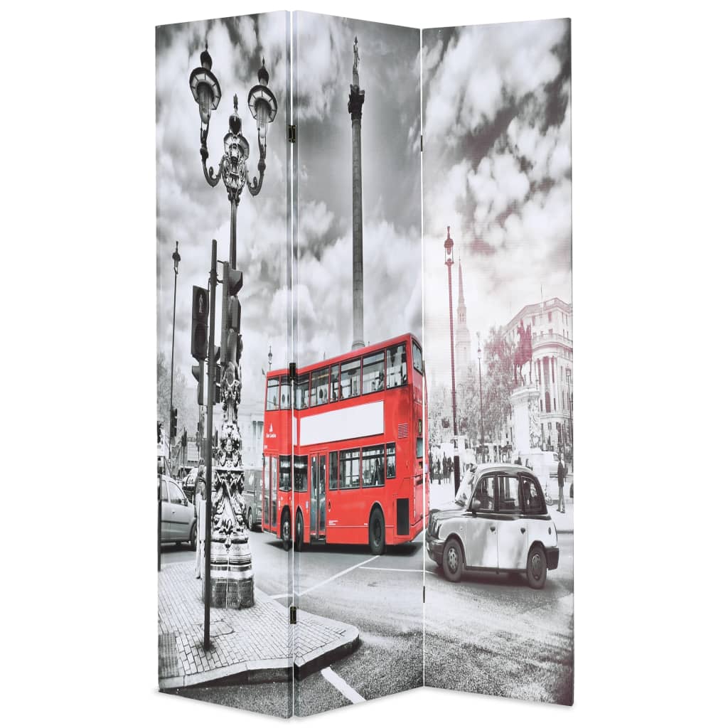 Folding Room Divider London Bus Black And White