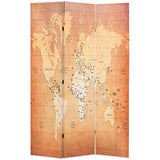 Folding Room Divider World Map Yellow