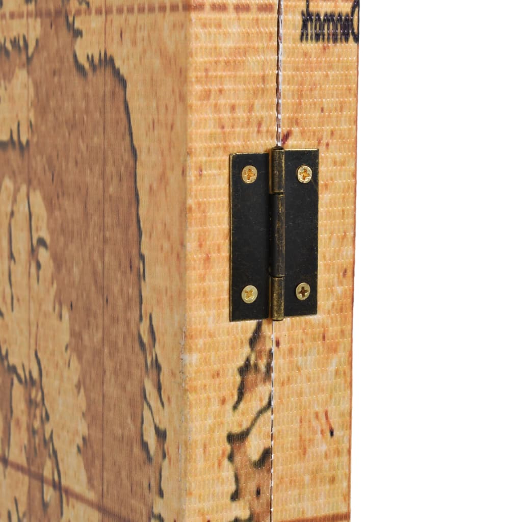 Folding Room Divider 160x170 cm World Map Yellow